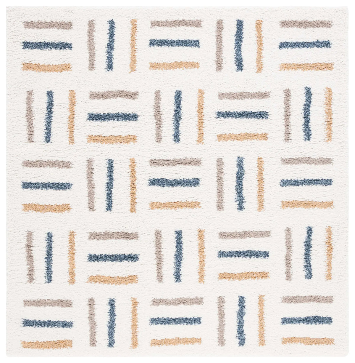 Safavieh Calico Shag 6'-7" x 6'-7" Rug in Ivory / Gold