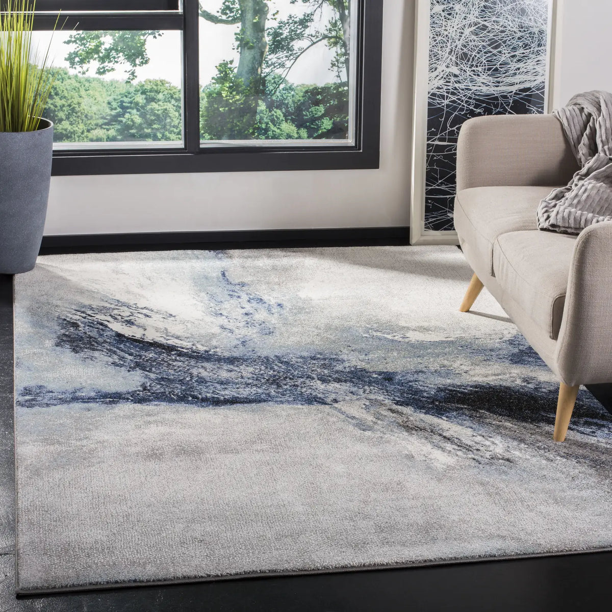Safavieh Galaxy 4'-0" x 6'-0" Rug in Blue / Grey