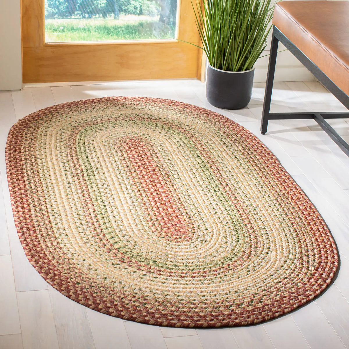 Safavieh Braided 3'-0" x 5'-0" Rug in Rust / Multi