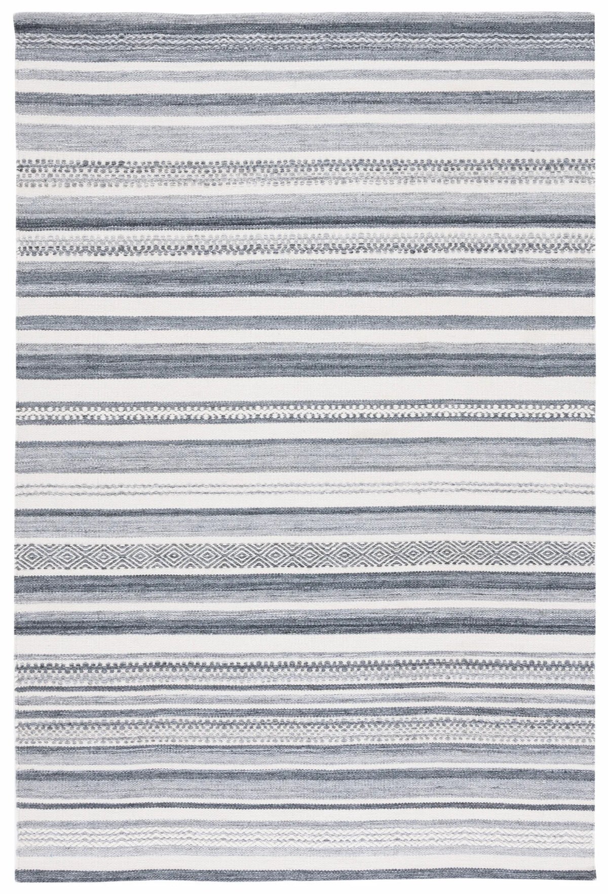 Safavieh Striped Kilim 4'-0" x 6'-0" Rug in Charcoal / Ivory