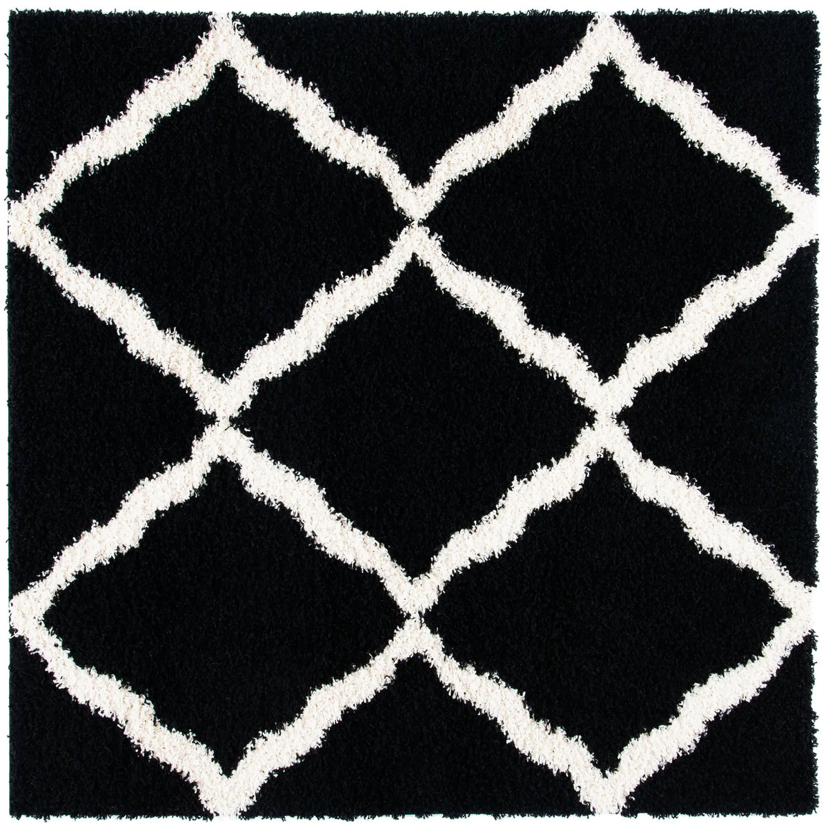 Safavieh Sgd-Dallas Shag 6'-0" x 6'-0" Rug in Black / Ivory
