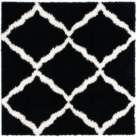 Safavieh Sgd-Dallas Shag 6'-0" x 6'-0" Rug in Black / Ivory