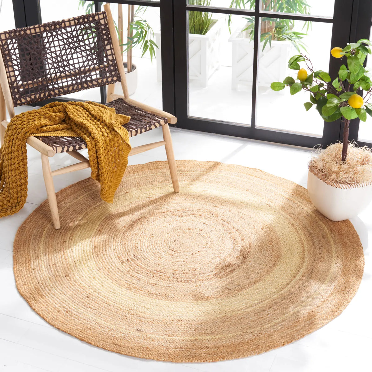 Safavieh Natural Fiber 5'-0" x 5'-0" Rug in Natural / Yellow