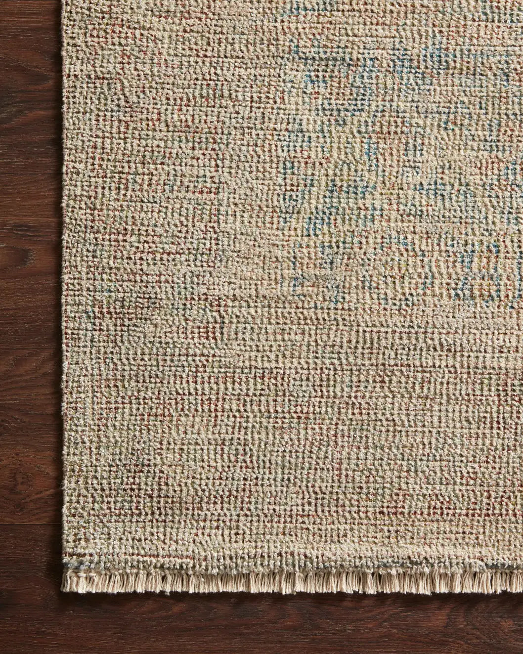 Loloi Priya Pry-06 Denim/Rust Rugs - corner on wood