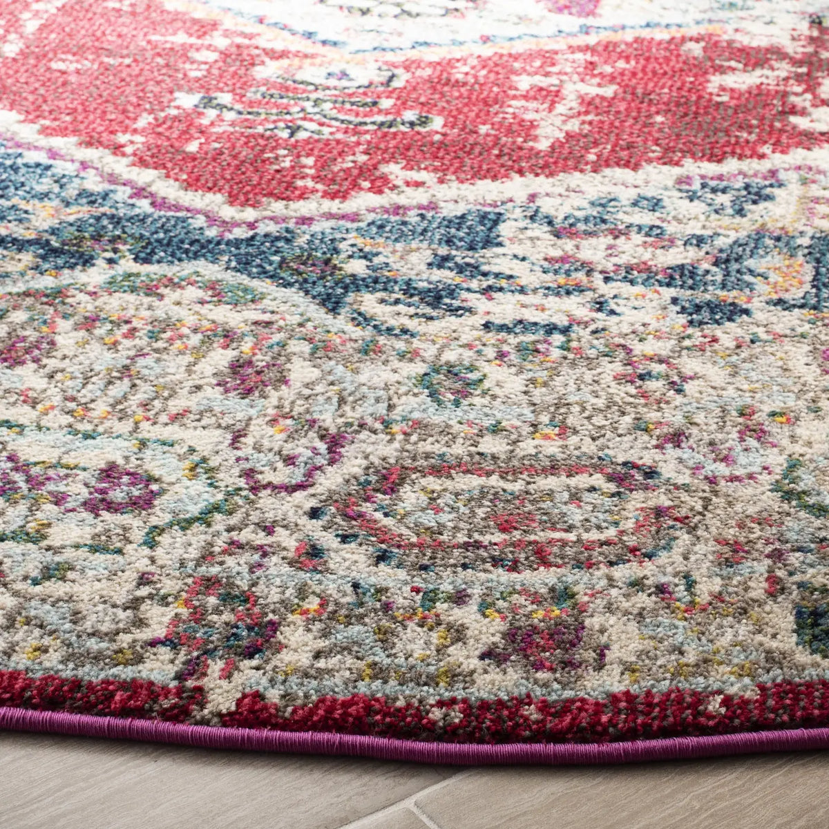 Safavieh Monaco 6'-7" x 6'-7" Rug in Ivory / Red