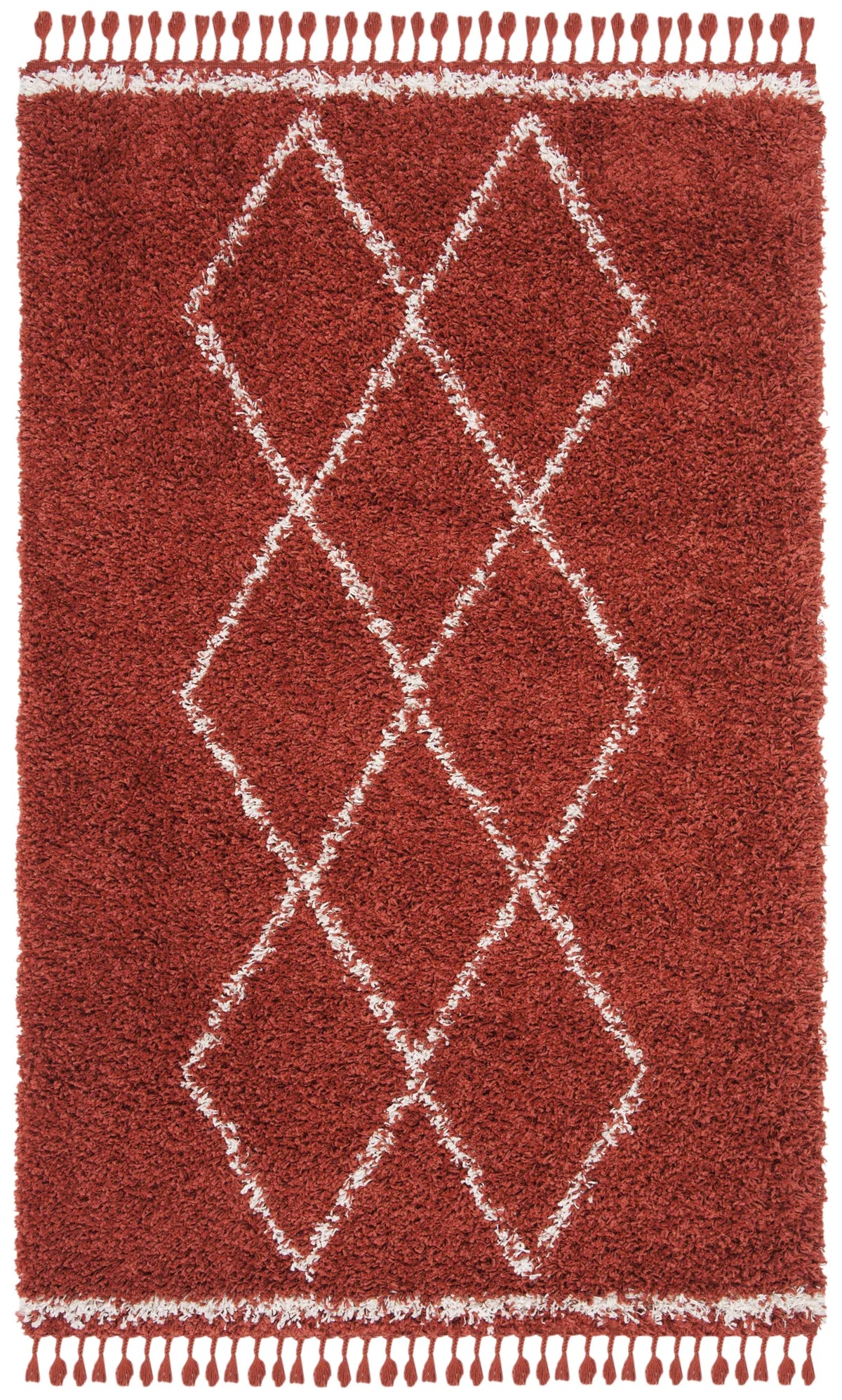 Safavieh Pro Lux Shag 400 4'-0" x 6'-0" Rug in Rust / Creme
