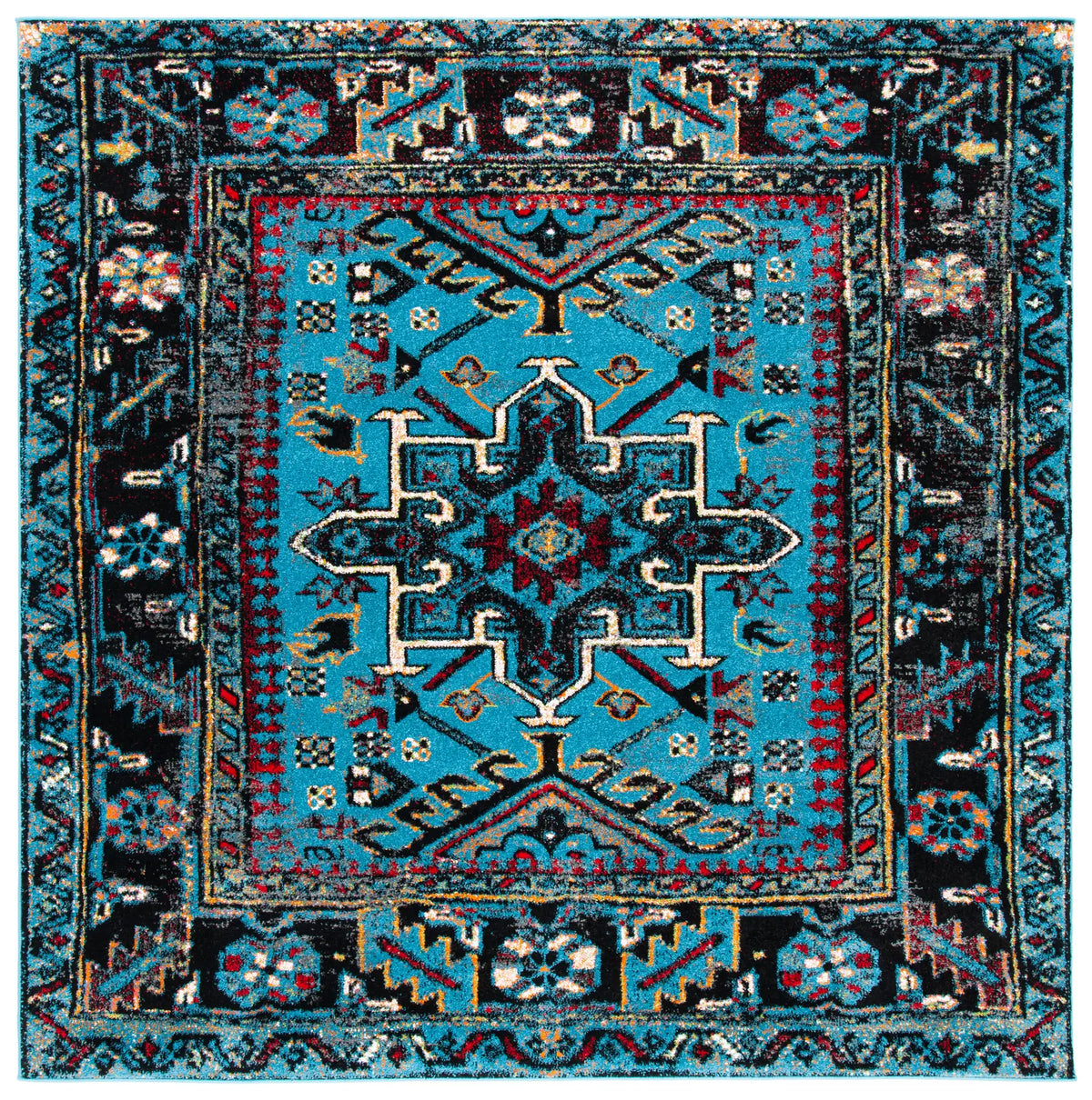 Safavieh Vintage Hamadan 6'-7" x 6'-7" Rug in Light Blue / Black