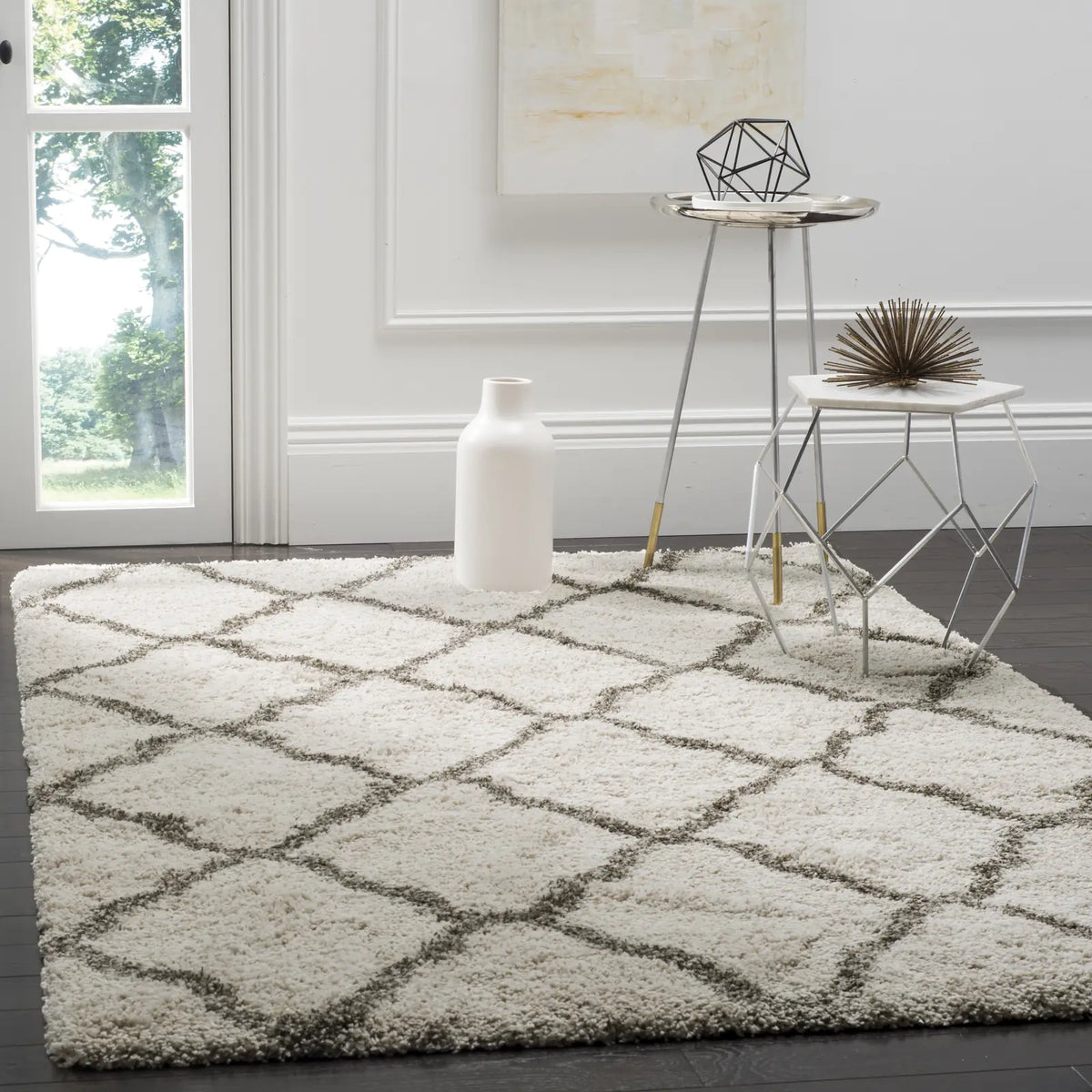 Safavieh Hudson Shag 5'-3" x 7'-6" Rug in Ivory / Grey