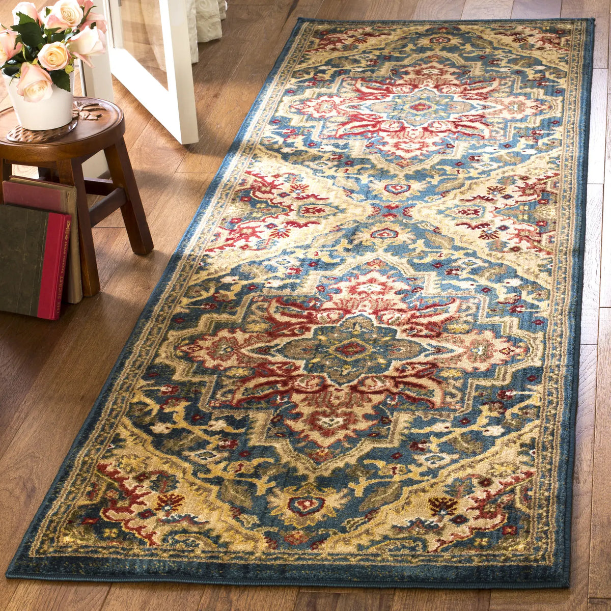 Safavieh Kashan 2'-6" x 10'-0" Rug in Blue / Beige