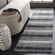 Safavieh Border & Stripe Shag 200 2'-2" x 8'-0" Rug in Grey / Black