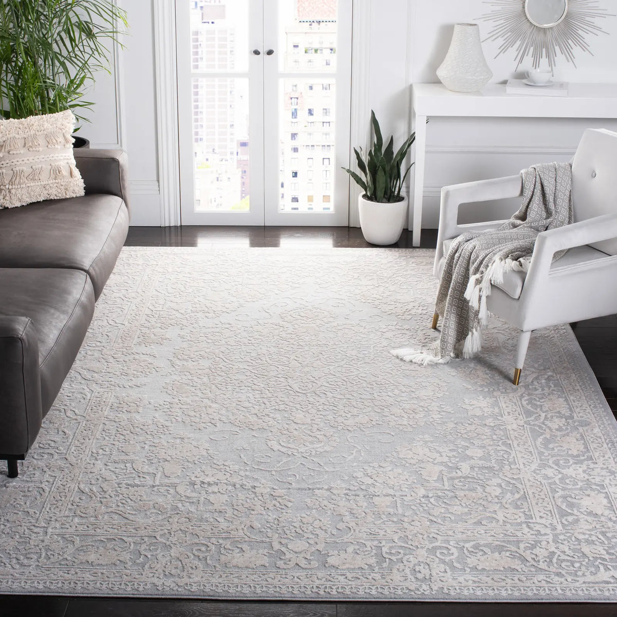 Safavieh Reflection 10'-0" x 14'-0" Rug in Light Grey / Cream