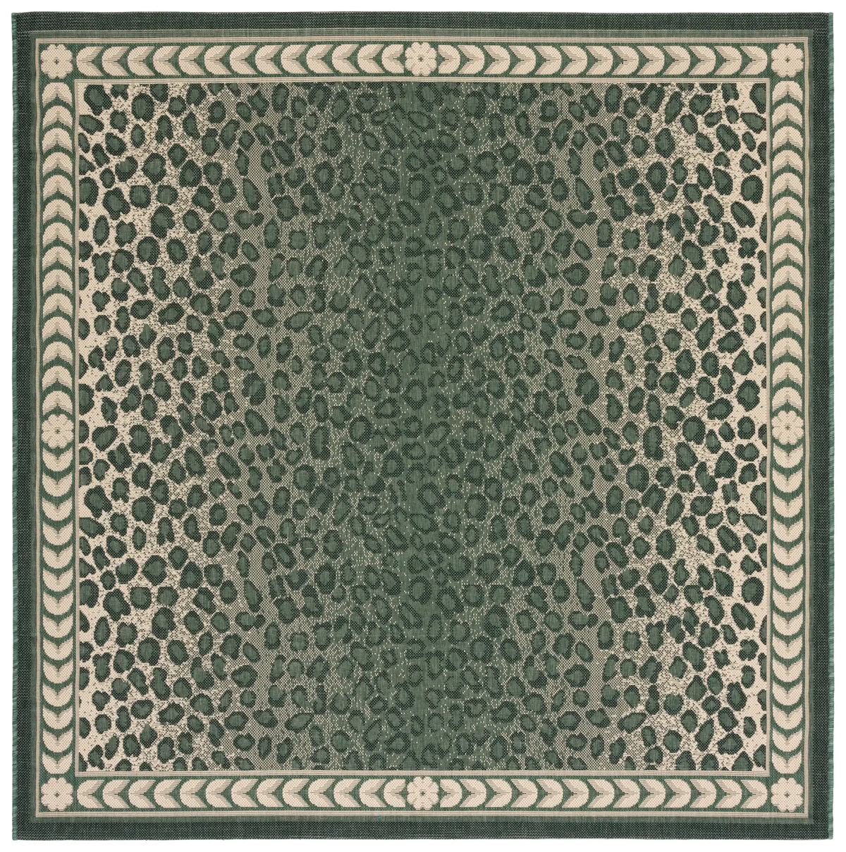 Safavieh Courtyard 6'-7" x 6'-7" Rug in Dark Green / Ivory