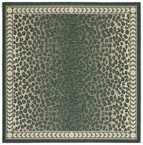 Safavieh Courtyard 6'-7" x 6'-7" Rug in Dark Green / Ivory