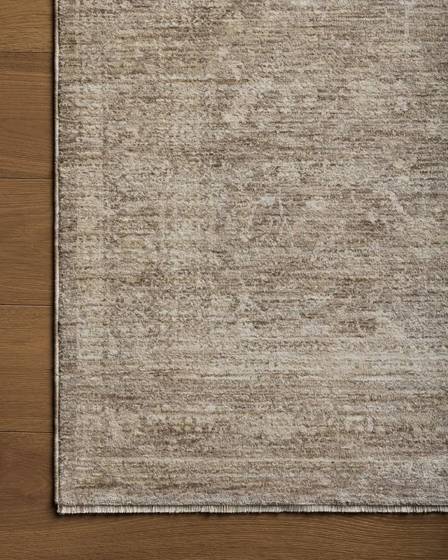 Loloi Tabitha Tai-02 Taupe/Pebble Rug - corner on wood
