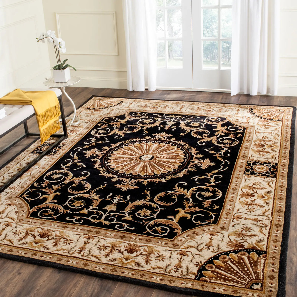 Safavieh Empire 9'-6" x 13'-6" Rug in Black / Ivory