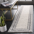 Safavieh Border & Stripe Shag 200 2'-2" x 8'-0" Rug in Ivory / Grey