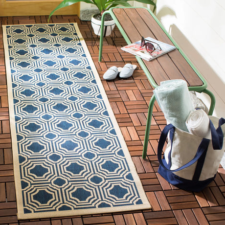 Safavieh Courtyard 2'-3" x 8'-0" Rug in Navy / Beige