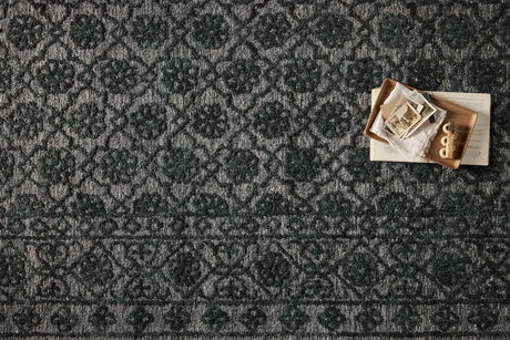 Loloi Cecelia Cec-01 Smoke/Dk. Grey Rug - styled aerial 1
