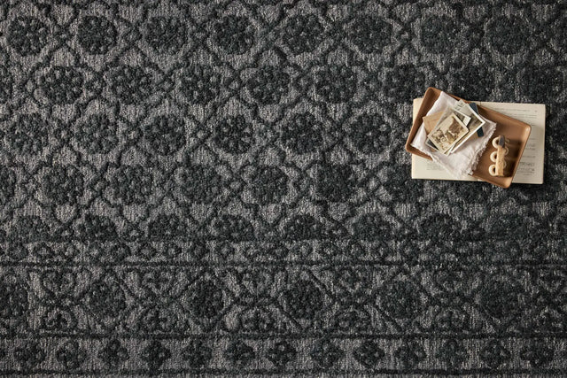 Loloi Cecelia Cec-01 Smoke/Dk. Grey Rug - styled aerial 1