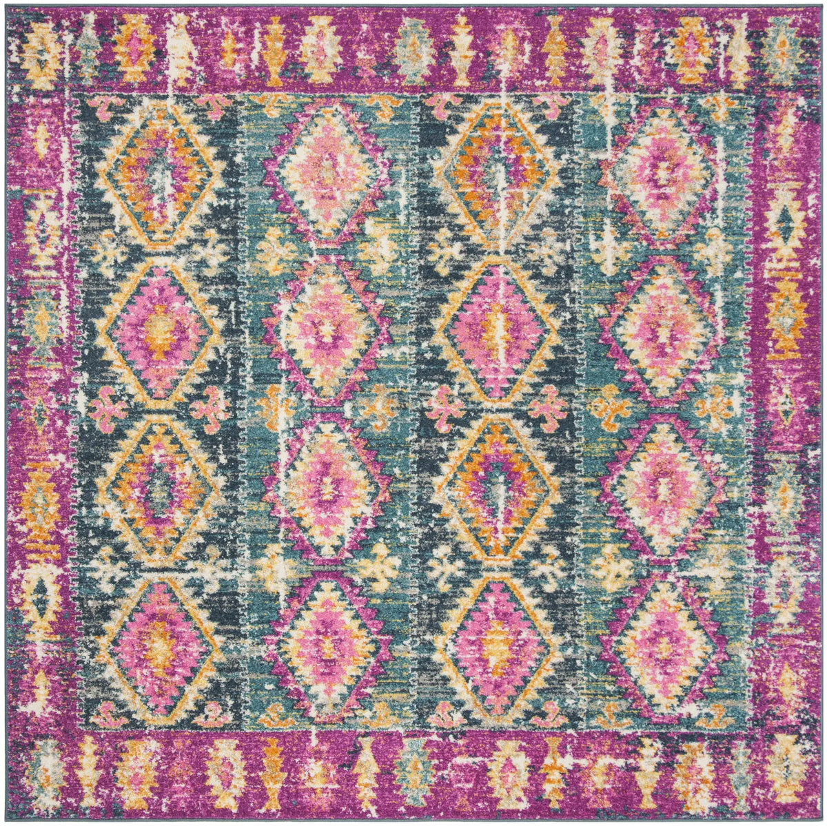 Safavieh Madison 6'-7" x 6'-7" Rug in Fuchsia / Blue