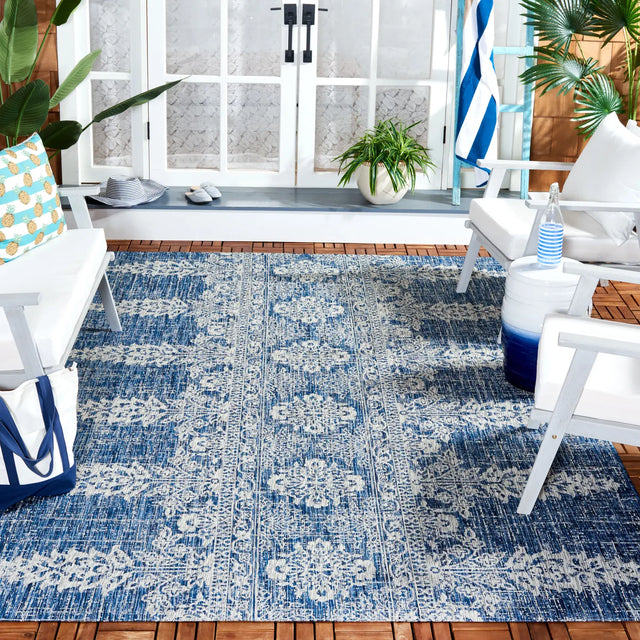 Safavieh Courtyard 6'-7" x 9'-6" Rug in Navy / Grey