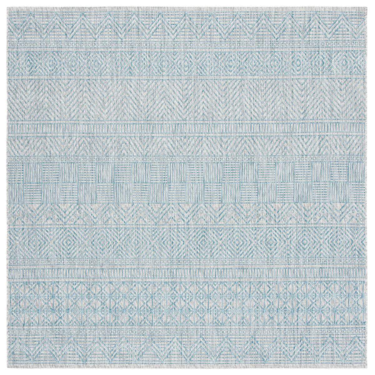 Safavieh Courtyard 6'-7" x 6'-7" Rug in Light Grey / Aqua