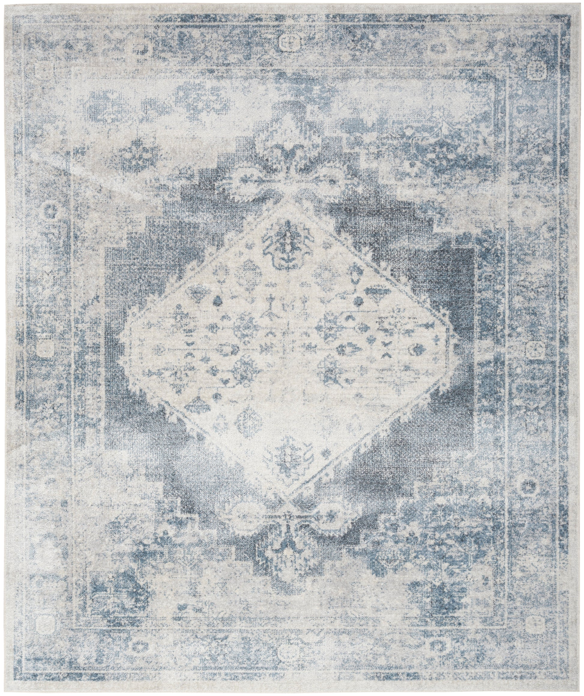 Nourison Astra Machine Washable Asw11 Blue/Ivory Area Rug