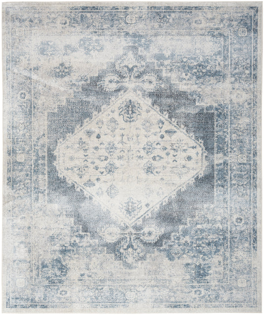 Nourison Astra Machine Washable Asw11 Blue/Ivory Area Rug