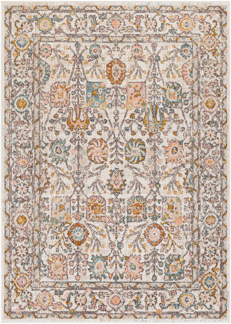 Surya Ankara Akr-2332 Dusty Pink, Off-White, Sky Blue, Light Gray, Charcoal, Mustard Rug.