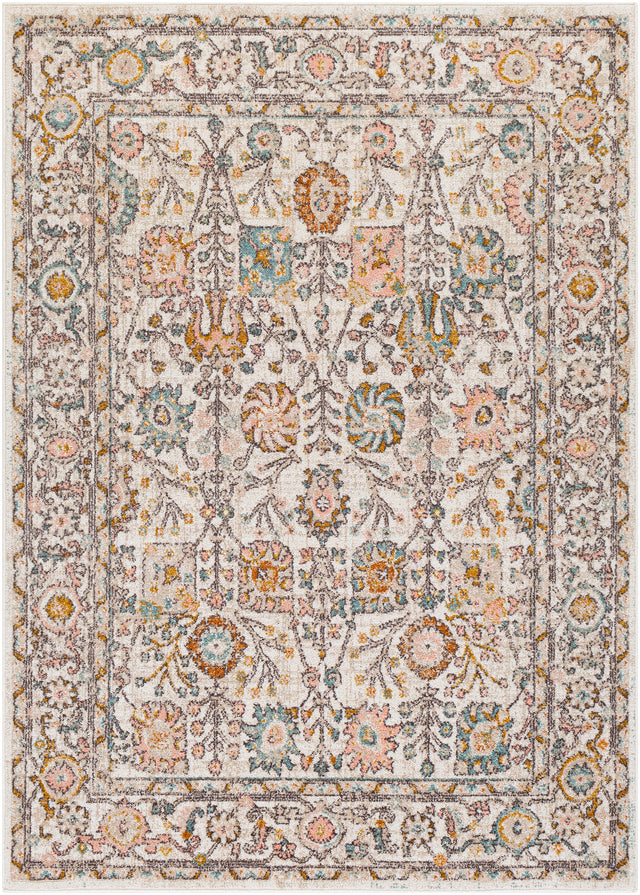 Surya Ankara Akr-2332 Dusty Pink, Off-White, Sky Blue, Light Gray, Charcoal, Mustard Rug.