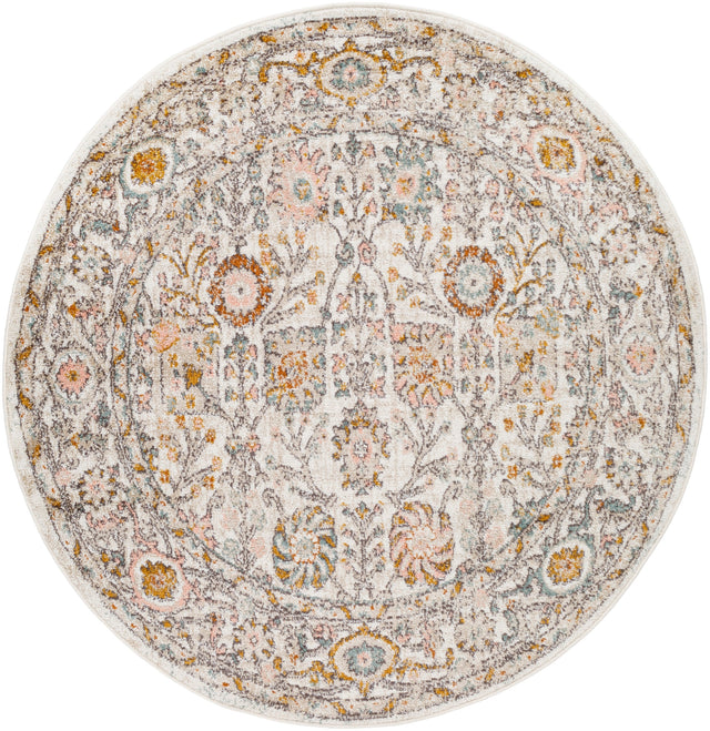 Surya Ankara Akr-2332 Dusty Pink, Off-White, Sky Blue, Light Gray, Charcoal, Mustard Rug.