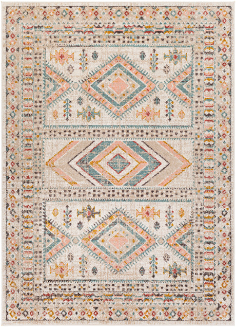 Surya Ankara Akr-2336 Dusty Pink, Sky Blue, Off-White, Light Gray, Charcoal, Mustard Rug.