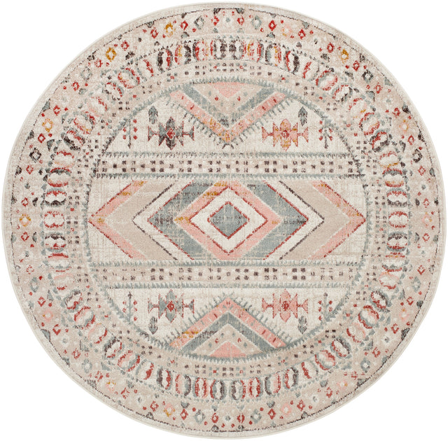 Surya Ankara Akr-2336 Dusty Pink, Sky Blue, Off-White, Light Gray, Charcoal, Mustard Rug.