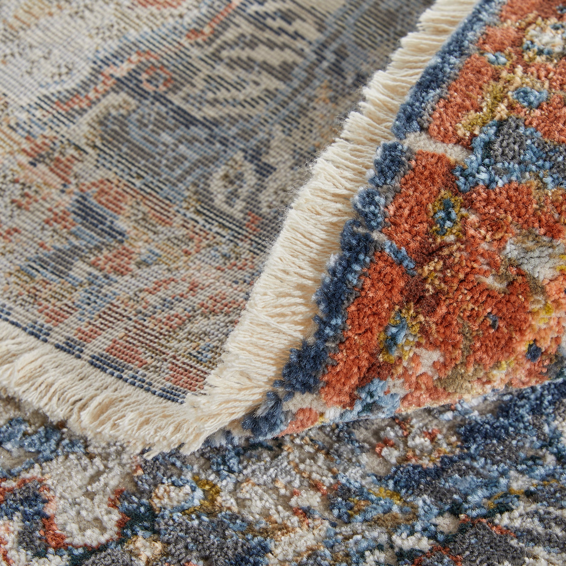 Feizy Kaia Kai39Hrf Blue/Orange/Ivory Area Rug