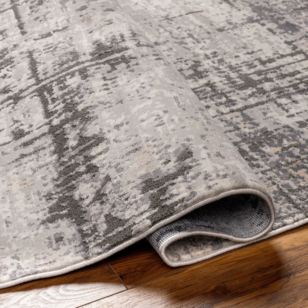 Surya Alamo Alo-2310 Gray, Off-White, Charcoal, Black, Tan Rug.