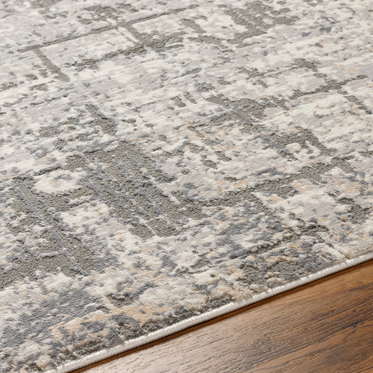 Surya Alamo Alo-2310 Gray, Off-White, Charcoal, Black, Tan Rug.