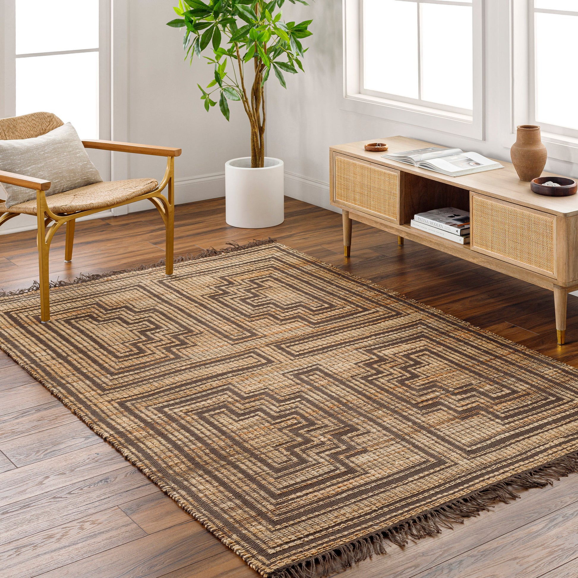 Surya Alex Alx-2307 Camel, Nickel, Light Wood, Eggplant, Taupe, Pearl Area Rug