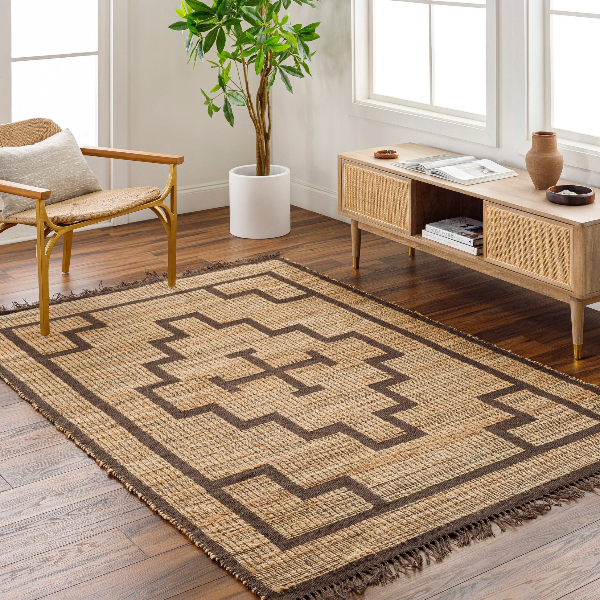 Surya Alex Alx-2309 Camel, Light Wood, Taupe, Nickel, Wheat, Eggplant Area Rug