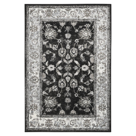 Amer Alexandria Classic Bordered Power-Loom Black/Ivory Area Rug