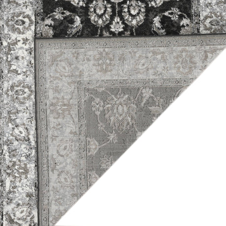 Amer Alexandria Classic Bordered Power-Loom Black/Ivory Area Rug