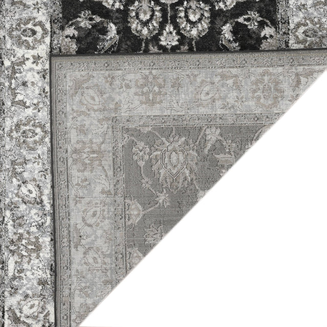 Amer Alexandria Classic Bordered Power-Loom Black/Ivory Area Rug