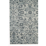 Light blue floral power-loom area rug with ornate medallion and scroll pattern