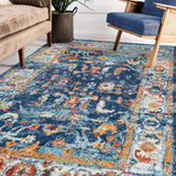 Amer Alexandria Farmhouse Bordered Power-Loom Navy Area Rug