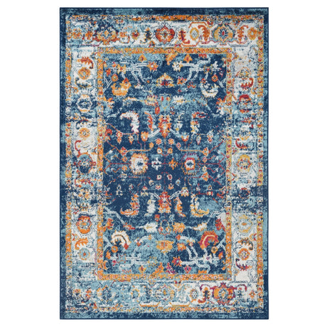 Amer Alexandria Farmhouse Bordered Power-Loom Navy Area Rug