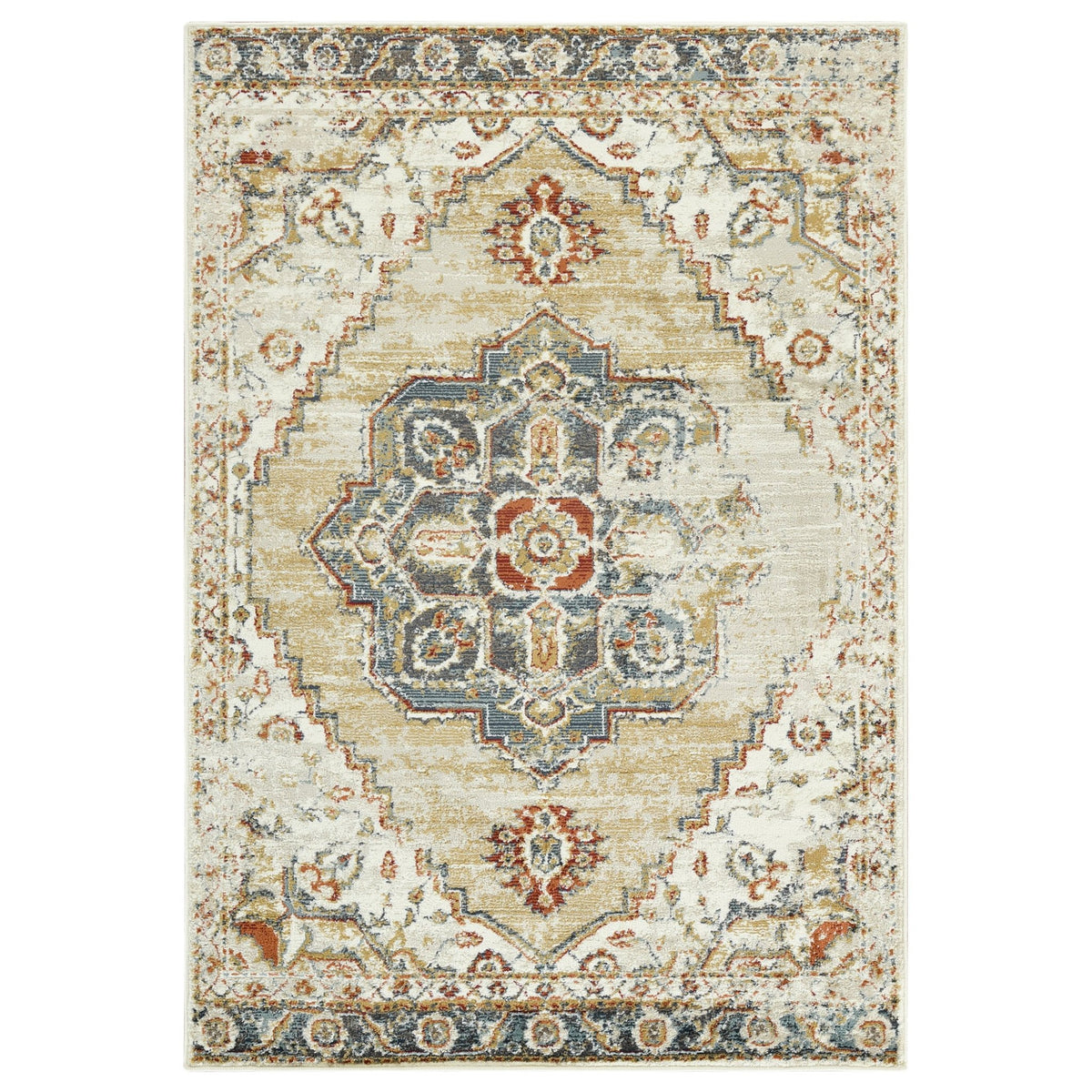Amer Allure Classic Medallion Power-Loom Gold/Beige Area Rug