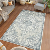 Amer Allure Classic Medallion Power-Loom Ivory/Blue Area Rug