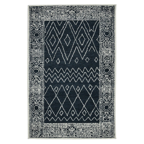 Amer Berlin Farmhouse Geometric Hand-Hooked Charcoal/White Area Rug
