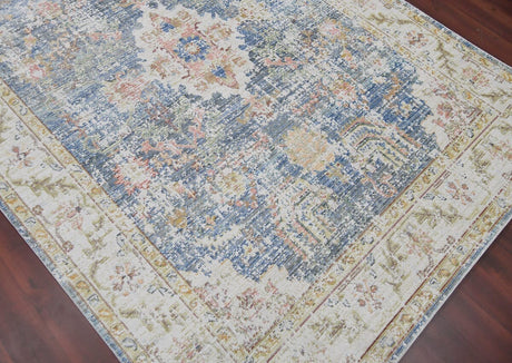 Amer Century Cen-18 Indigo Blue Ivory Rugs.