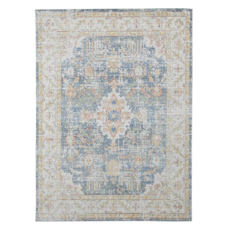 Amer Century Vintage Medallion Power-Loom Indigo Blue/Ivory Rug