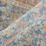 Amer Century vintage medallion rug close-up of woven multicolor texture, soft distressed look
